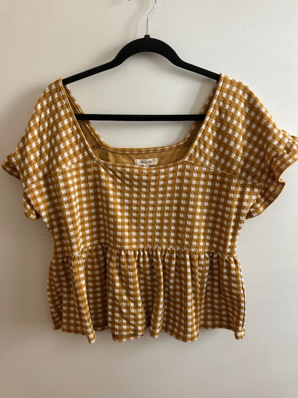 Madewell Mustard Gingham Peplum Women's Top